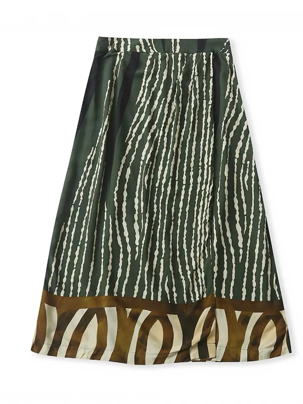 LA MODE Green Abstract Print 2 Piece Set Boho Resort Vacation Midi outfits